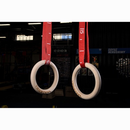 Купить Кольца гимнастические 32 мм красные стропы в Полысаеве 